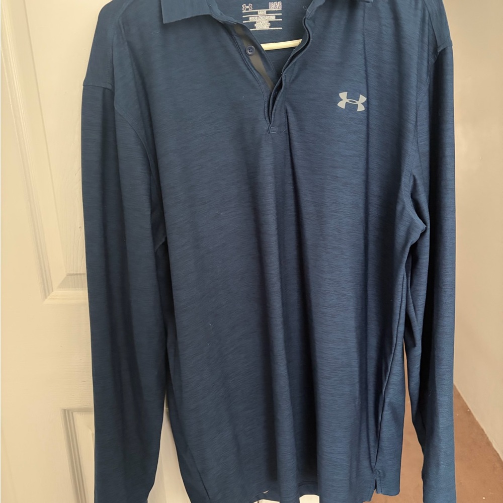 Under Armour Men's Blue Long Sleeve Golf Shirt
